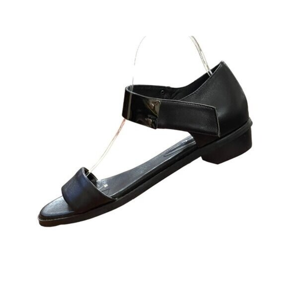 Midas Black‎ Leather Sandals With Silver Metal Ankle Strap Size 39-8 - Picture 16 of 16
